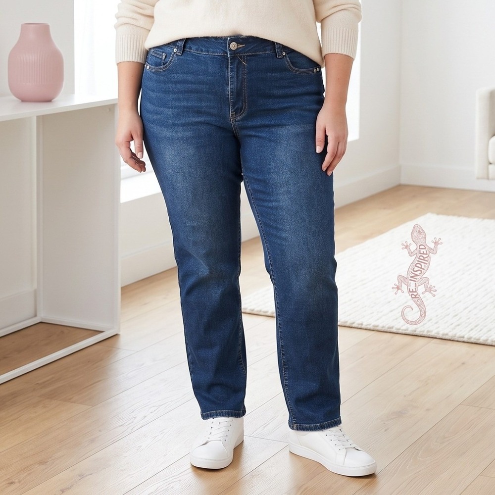 BloomChic Jeans Women 16 Blue Straight Leg Stretch Denim Casual Comfort Everyday